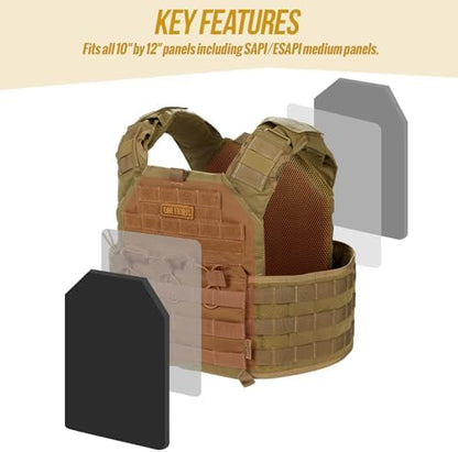 OneTigris PLPC Plate Carrier - Airsoft Tactical Vest - Advanced Version - 500D Nylon Military Combat Vest for Paintball Wargame CS Outdoor