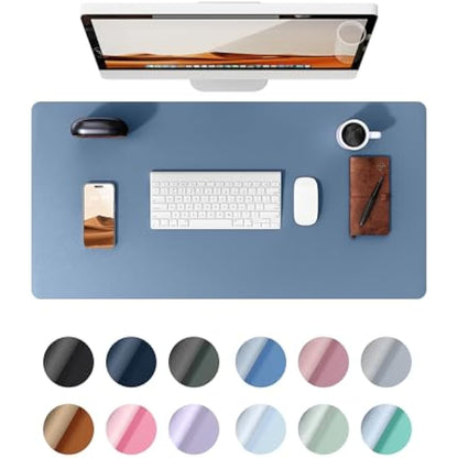 YSAGi Leather Desk Mat, Large Mouse Mat, Non-Slip Desk Pad, Waterproof PU Leather Table Protector Writing Pad for Office and Home (60 x 35 cm, Sea Blue)