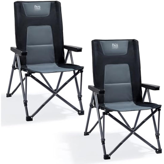 TIMBER RIDGE Folding Camping Chairs for Adults 260kg Capacity, Oversized Foldable Padded Heavy Duty Garden Chair with Adjustable Backrest, Portable Beach outdoor Picnic Dining Recliner