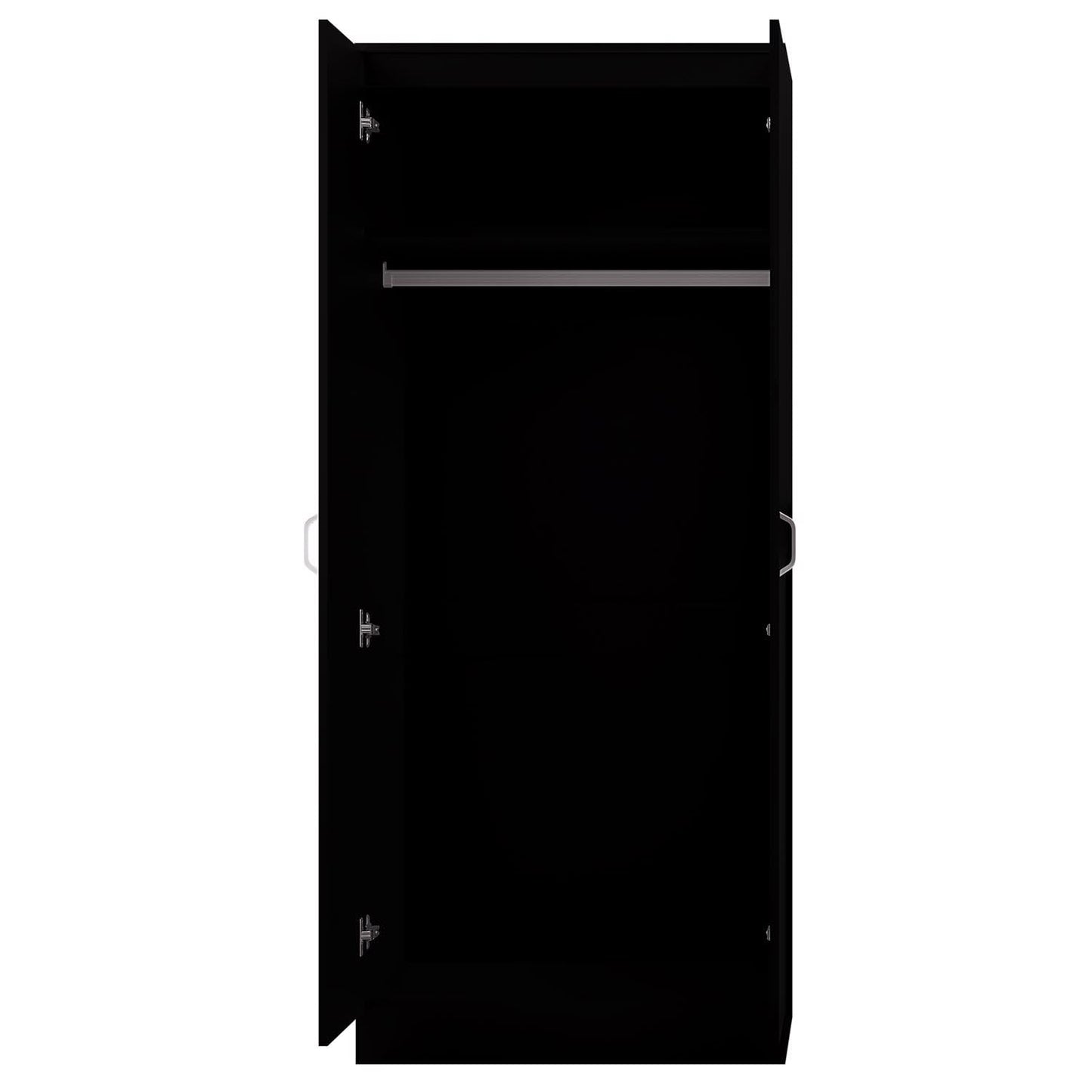 FWStyle Tunis Matt Black 2 Door Wardrobe Metal Handles, Rail & Soft Close Hinges