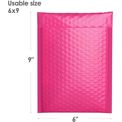 Switory Padded Envelopes A5 50pcs 6x10 in(15.3cmx22.9cm) Polythene Pink Bubble Mailers Small Bubble Envelopes Lined Poly Mailer Self-Seal for Packaging