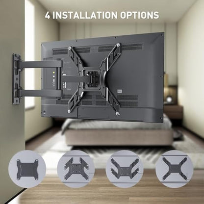 Perlegear TV Wall Bracket for 26-60 Inch Flat & Curved TVs up to 45kg, Swivels Tilts Extends TV Wall Mount, VESA 75x75mm up to 400x400mm, PGMFK6