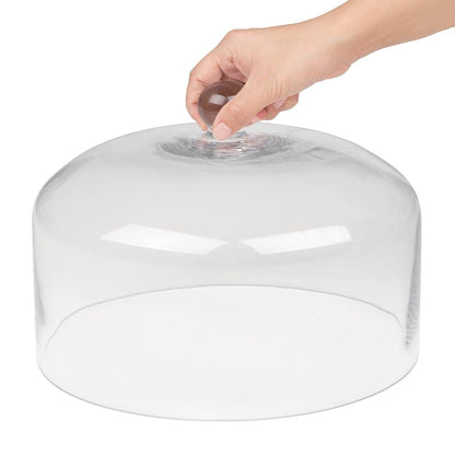 Olympia Glass Cake Stand Dome Lid, 285(Dia) x 200(H) mm, High Clarity Clear Glass, Protects Homemade Cakes Afternoon Tea Scones, Fits Base CS013 (sold