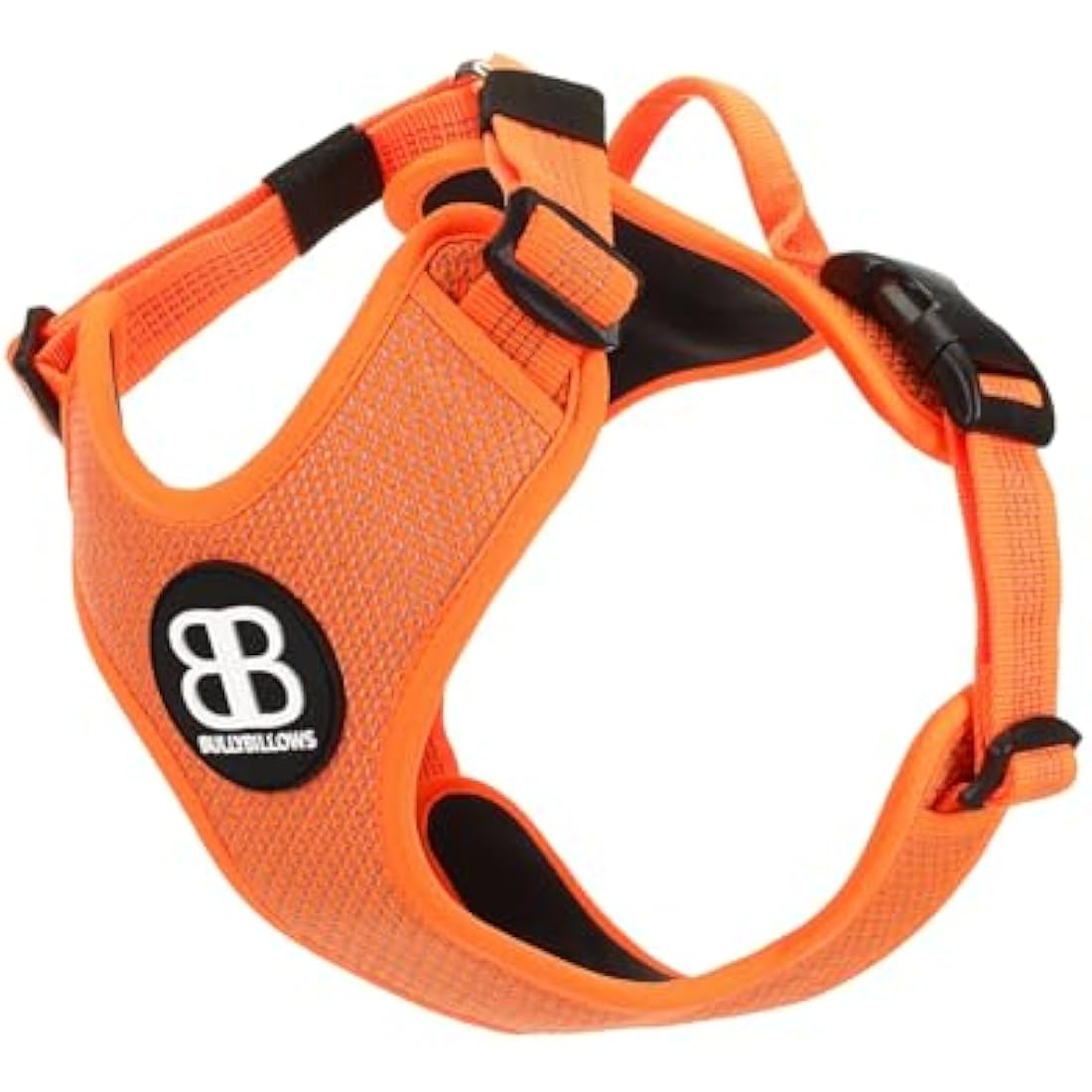 BullyBillows Active Light Dog Harness With Handle | Premium Padded Lining & Highly Reflective | Orange XSmall