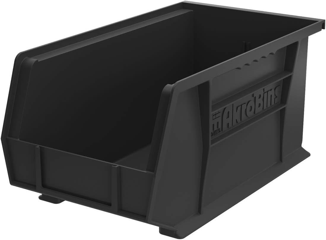 Akro-Mils 30240 AkroBins Plastic Storage Bins, Space-Saving Stackable Bins for Garage, Pantry, Craft Organization, 37.5 cm x 21 cm x 17.8 cm, Black