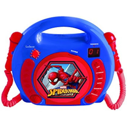 Lexibook, Spider-Man, Portable CD player with Microphones, Music Player, Repeat and Programming, Karaoke, Headphones jack, Blue/red, RCDK100SP