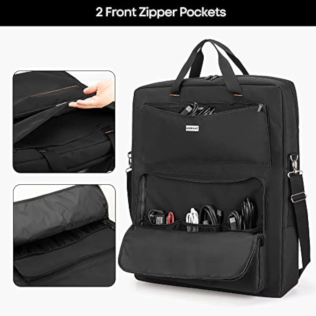 HODRANT Portable Solar Panel Bag Compatible with Jackery Solar Saga 100W 100X 200W, Padded Solar Panel Carrier with Pocket & Shoulder Strap, Double-Layer Travel Carrying Case for 2 Battery Panels