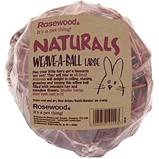 Rosewood Naturals Edible Weave-a-Ball, Small Animal Treat and Toy for Rabbits, Guinea Pigs, Chinchillas, Degus, Hamsters, Gerbils, Mice and Rats (Pack of 1)