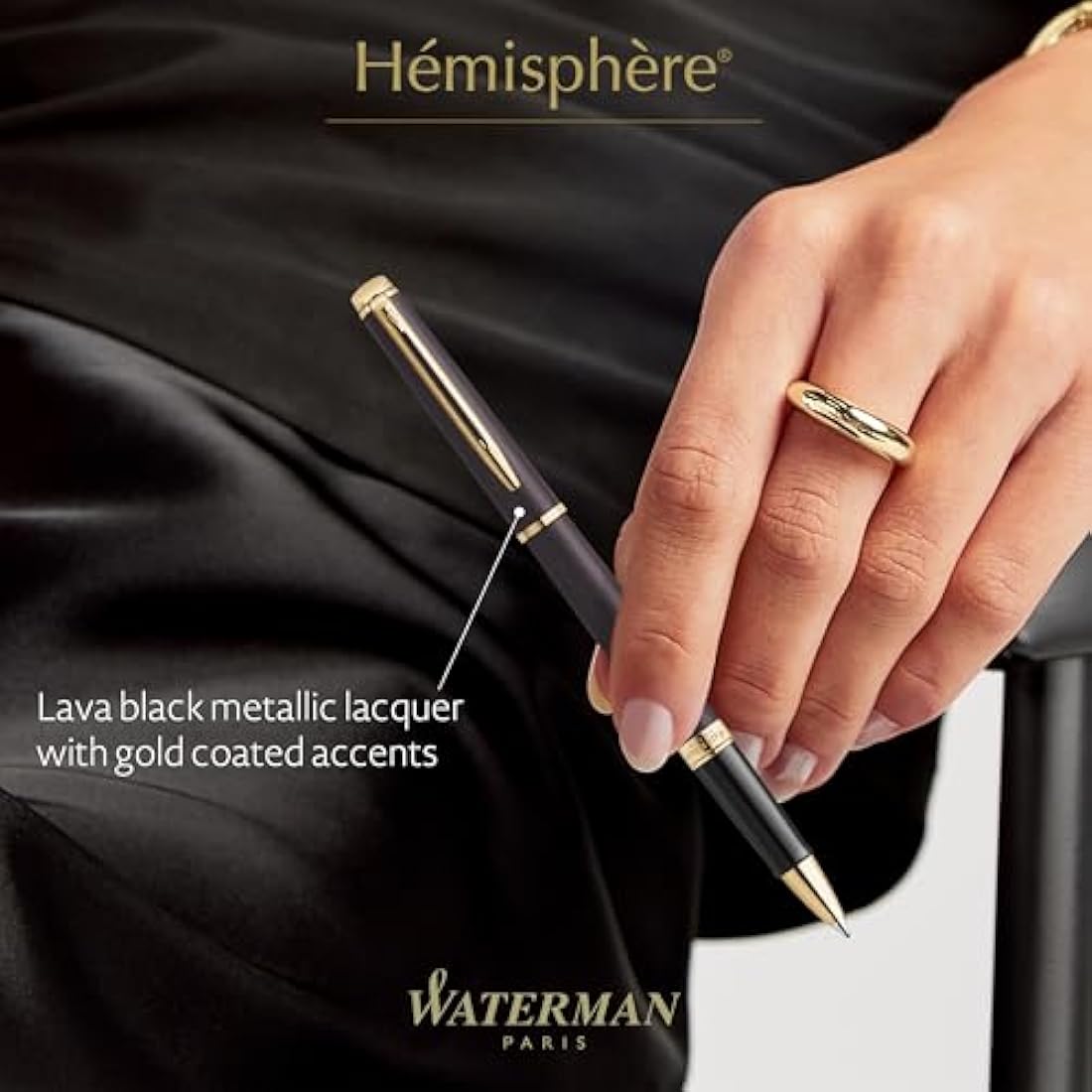 Waterman Hémisphère Rollerball Pen | Lava Black (The Understated Edit Collection) | Fine Point with Black Ink | Gift Box