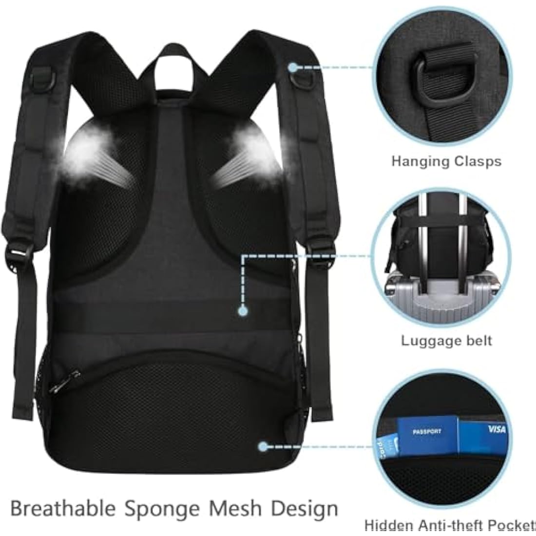 MATEIN Travel Laptop Backpack 17.3 Inch Large Computer Backpack Stylish Business Bag Men with USB Charging Port Water Resistant College Rucksack Unisex Lightweight computer Rucksack Daypack, Black