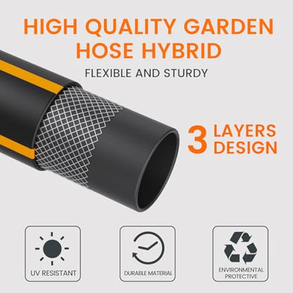 Giraffe Tools Retractable Hose Reel Wall Mounted, 35+2m Garden Hose Reel, 180° Pivotal with 7 in 1 Spray Nozzle, Grey