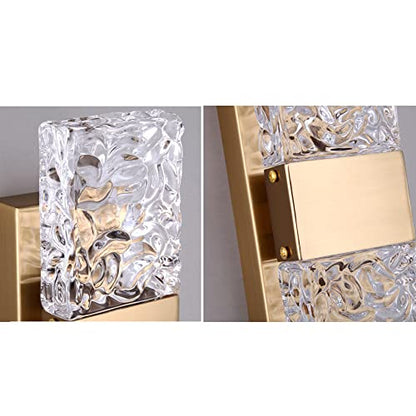 KRIPINC Crystal LED Wall Light, Water Ripple Design Wall Lamp, Gold Wall Lights, Up and Down Wall Lights, Crystal Wall Sconce for Living Room,