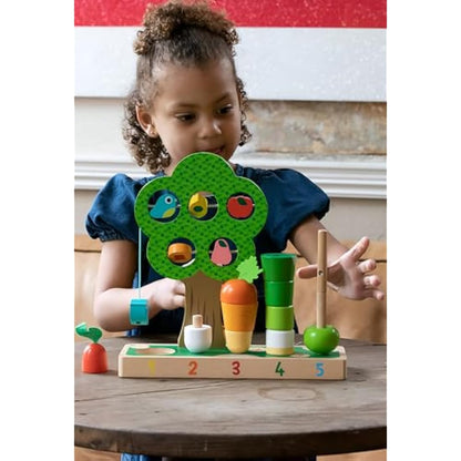 Vilac - 2469 -Wooden Toy I Learn To Count Vegetables Multi-color, Nature, Plant, Bird, Vegetable, Fruit Theme