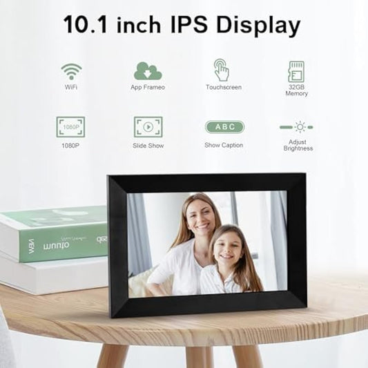 Veidoo 10 inch WiFi Cloud Digital Photo Frame IPS Touch Screen, 32GB Storage, Type C, Smart Home Digital Picture Frame, Easy Setup to Share Photos or Videos via Frameo APP, Gift Guide for Family