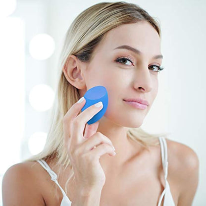 Larbois 3-Pack Blender Beauty Foundation Blending Sponge, Professional Beauty Makeup Set, Blue Multi-color Synthetic Drop Shapes for Dry & Wet Use
