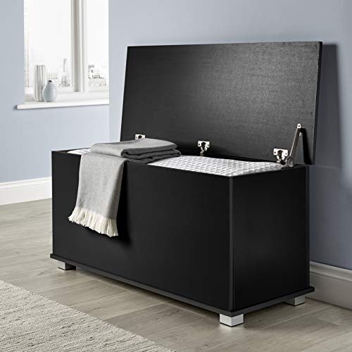 Home Source Ottoman Storage Toy Chest Bedding Blanket Box, Black, 99cm
