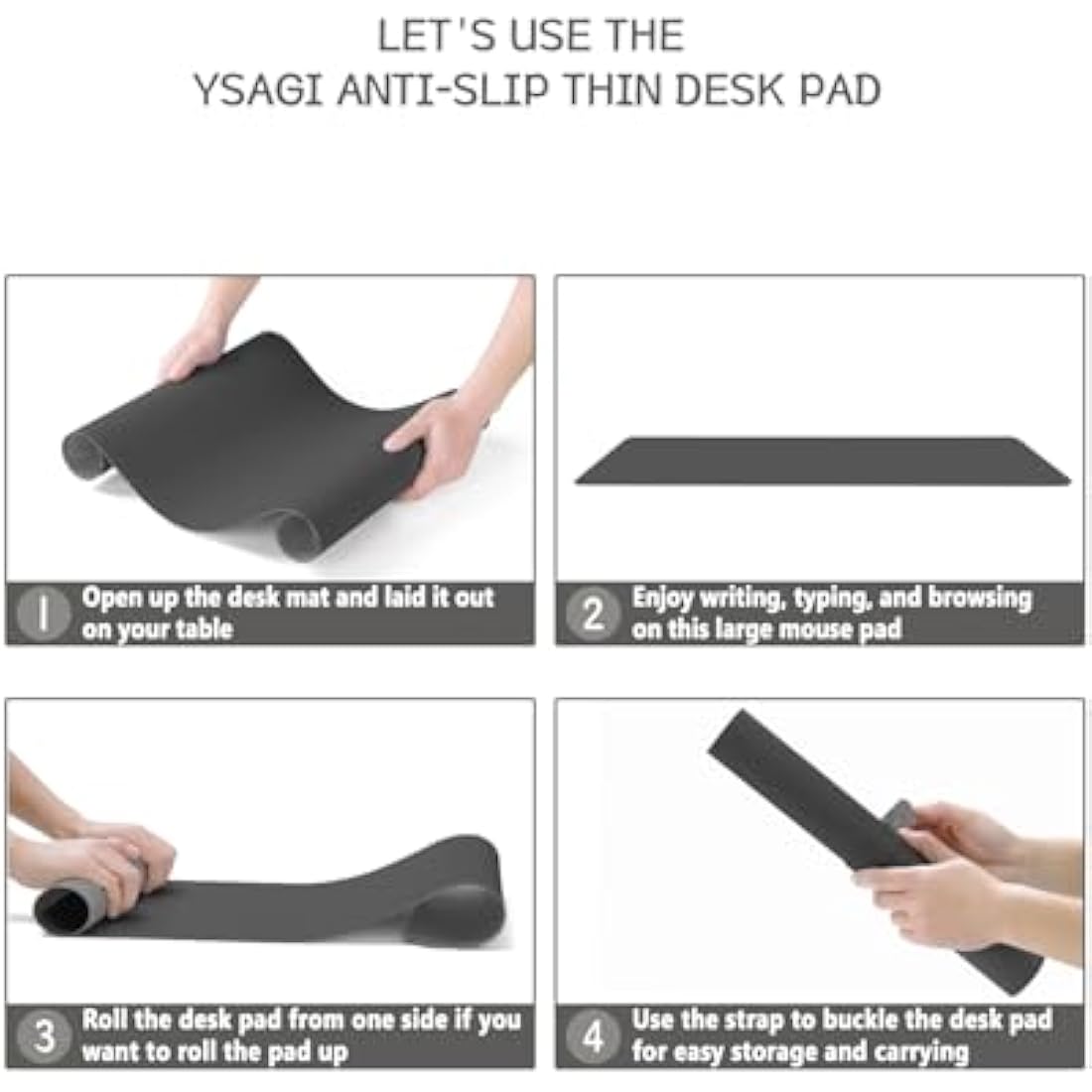 YSAGi Non-Slip Desk Pad, Waterproof PVC Leather Desk Table Protector, Ultra Thin Large Mouse Pad, Easy Clean Laptop Desk Writing Mat for Office Work/Home/Decor (60 x 35 cm, Dark Gray)