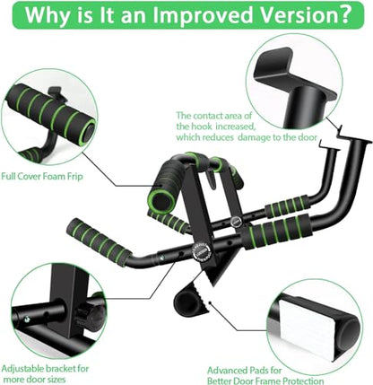 HAKENO Multi-Grip Pull Up Bar For Doorway - Pullupbar With Enhanced Smart Hook Angled Grip Home Gym Exercise Equipment with Professional Training