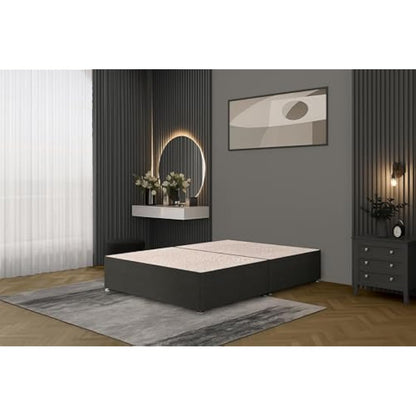 Bed Centre Bliss Grey Linen Divan Base with Optional Drawers and Headboard (3FT Single, No Drawers No Headboard)