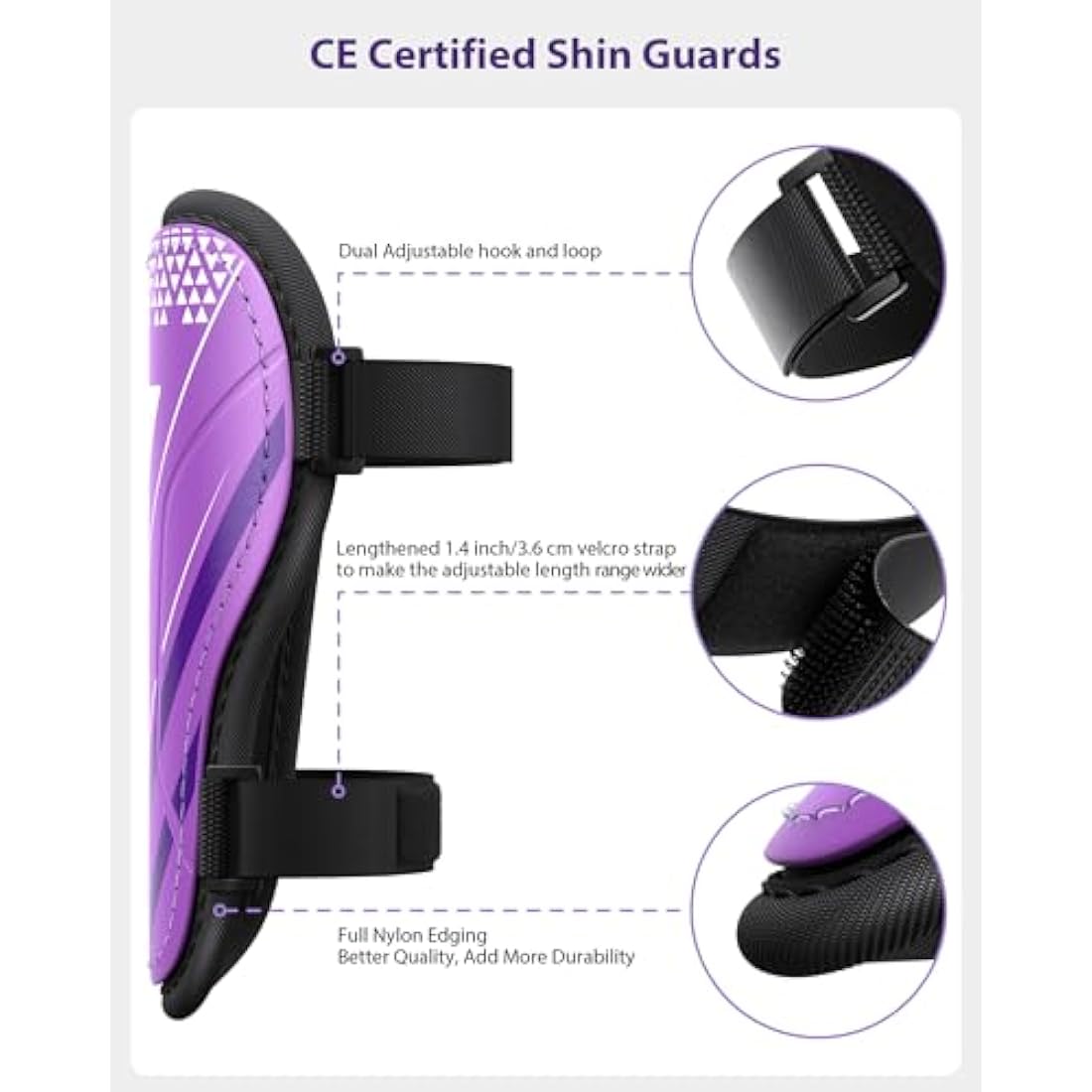 AirsFish Shin Pads Boys Certified Kids with Ankle Protection,High Strength Shin Pads,Breathable Non Slip Extended Adjustable Straps,Protective Football Equipment for Boys and Girls