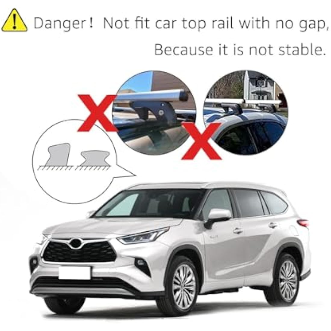 Amazon Basics Cross Rail Roof Rack, 142 cm, Fits up to 126 cm Spans between Raised Side Rails with Gap, Pack of 2, Black/Silver