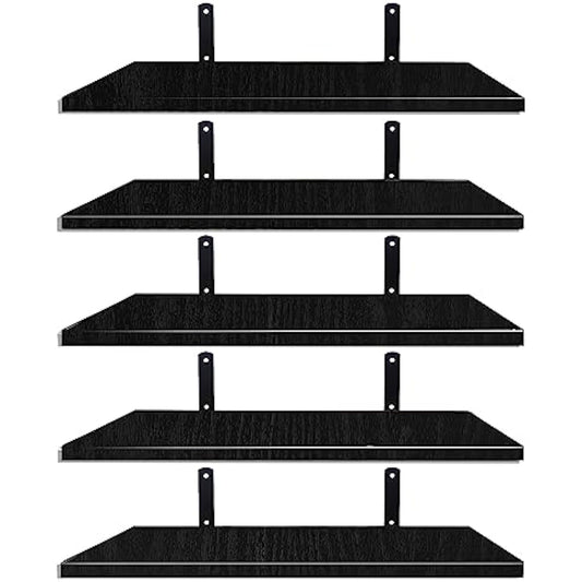 Mardili Shelves Wood Wall Mounted Shelf, Rustic Shelves Set of 5（Black）