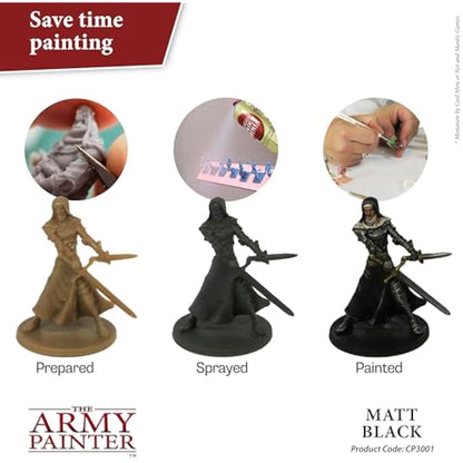 The Army Painter, Colour Primer Matt Black, 400 ml Acrylic Undercoat Spray Paint for Miniature Painting Color Primer for Wargames, DnD & Warhammer