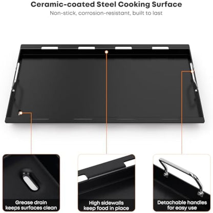 onlyfire Flat Top Griddle Plancha for Weber Genesis II & II LX 400 Series Gas Grills, Nonstick Ceramic Coated Full-Size Griddle Insert for Genesis II 410 435, Genesis II LX 440, Genesis(2022) 435