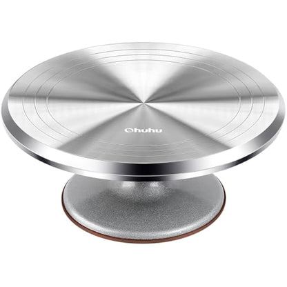 Ohuhu Cake Turntable, 12 Inch Cake Decorating Turntable, Aluminium Alloy Cake Rotating Stand, Cake Turn Table for Baking Cake Decoration, Gift for Baking Enthusiast