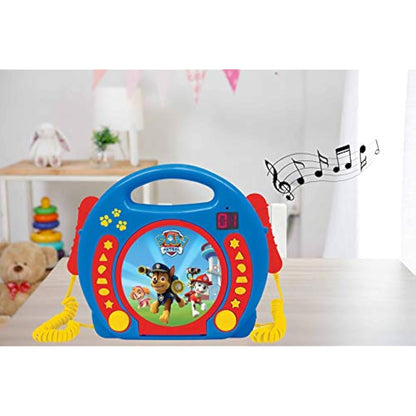 Lexibook, Paw Patrol, Portable CD player with Microphones, Music Player, Repeat and Programming, Karaoke, Headphones jack, Blue, RCDK100PA