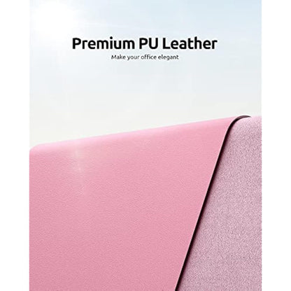 YSAGi Leather Desk Mat, Large Mouse Mat, Non-Slip Desk Pad, Waterproof PU Leather Table Protector Writing Pad for Office and Home (60 x 35 cm, Pink)