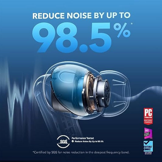 soundcore by Anker Liberty 4 NC Wireless Noise Cancelling Earbuds, 98.5% Noise Reduction, Adaptive Noise Cancelling to Ears and Environment, Hi-Res Sound, 50H Battery, Wireless Charging (black)