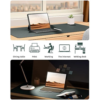 YSAGi Leather Desk Mat, Large Mouse Mat, Non-Slip Desk Pad, Waterproof PU Leather Table Protector Writing Pad for Office and Home (90 x 43 cm, Dark Green)