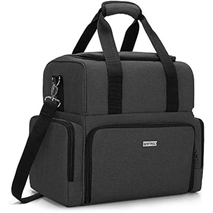 BAFASO 2 Layers Travel Makeup Bag with 3 Inner Removable Pouches, Cosmetic Bag with Detachable Dividers (Patented), Black