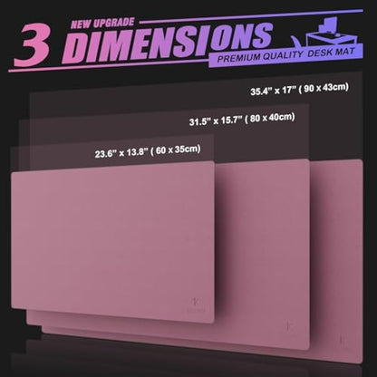 K KNODEL Large Office Leather Desk Mat, Mouse and Keyboard Pad, Computer and Laptop Mat, Desktop Protector and Cover, Writing Pad and Blotter (80x40cm, Purple)