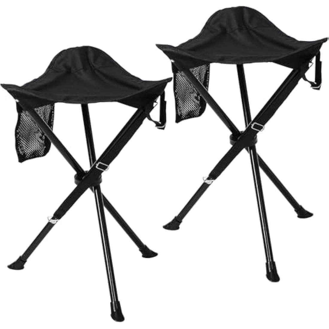 REDCAMP 2 Pack Tall Tripod Stool Folding, 22.4-inch Lightweight Tripod Chairs Portable for Backpacking Hiking Hunting Fishing, Dark Black