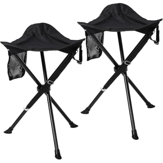 REDCAMP 2 Pack Tall Tripod Stool Folding, 22.4-inch Lightweight Tripod Chairs Portable for Backpacking Hiking Hunting Fishing, Dark Black