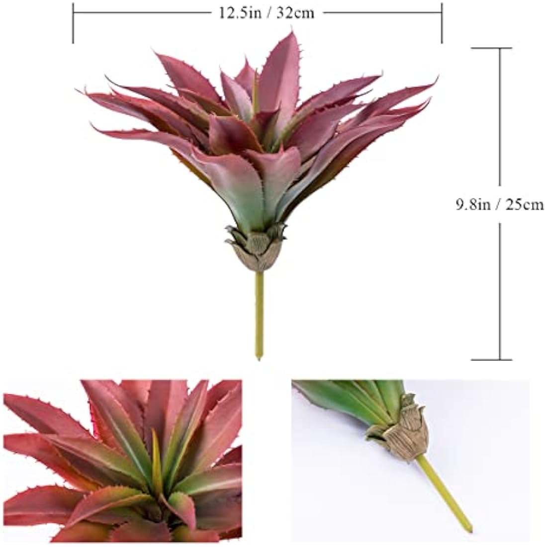Veryhome Succulents Plants Artificial Aloe Plant, 12.5Inch Large Faux Succulents Unpotted, Premium Crafting DIY Greenery Decor for Indoor & Outdoor(Red)