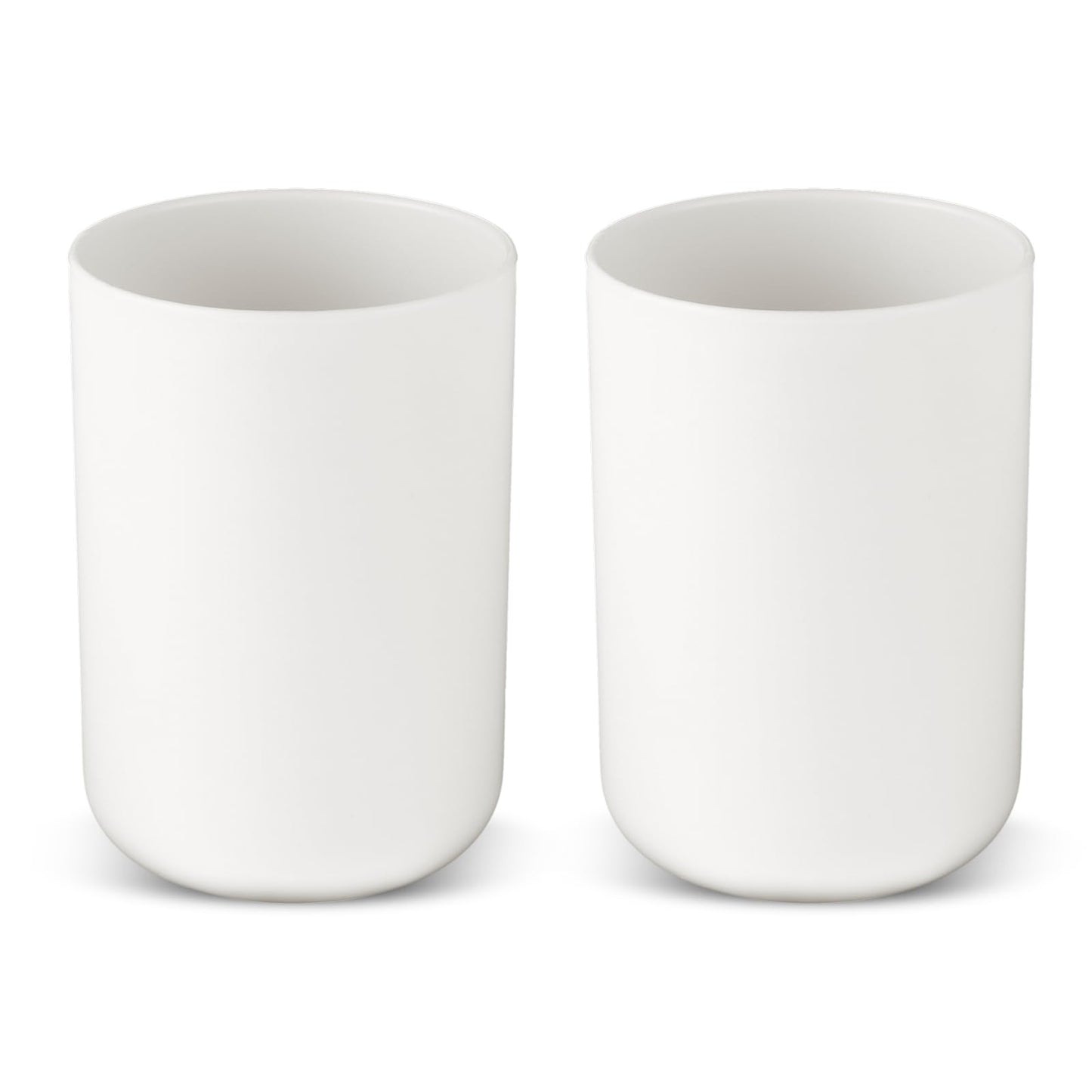 YUXIANLB 2Pcs Bathroom Tumbler, Plastic Toothbrush Tumbler 300ml, Mouthwash Cups, Unbreakable Dishwasher Safe Drink Cup (White)