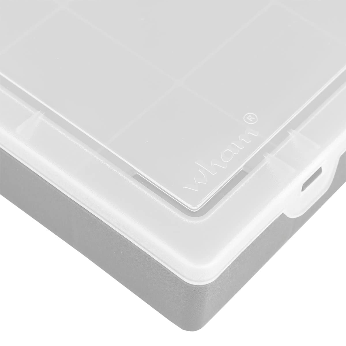 Wham 9.01 16 Division Square Plastic Craft DIY Storage Organiser Box Upcycled Soft Grey Clear Lid, 23.5 x 24.5 x 5cm