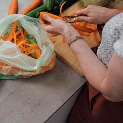 6L organic waste bags with handle - 100% compostable & biodegradable - tear-resistant organic bags for clean disposal with handle - also available as 10L, 20L, 30L