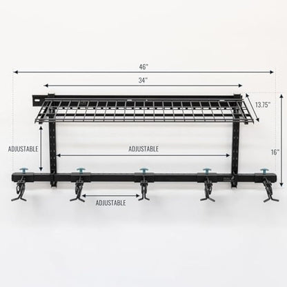 StoreYourBoard Ski Storage Rack with Shelf, Holds 5 Pairs, Heavy Duty Wall Mount Organizer, Home and Garage Hanger