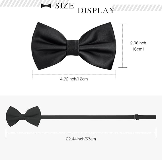 Yowlens Men's Bow Tie Classic Black Bow Tie for Men Adjustable Formal Neck Bowtie for Parties, Wedding