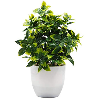 OFFIDIX Potted Artificial Plants Faux Plastic Plants with Pots ini Plastic Eucalyptus Plants for Home Office Decoration