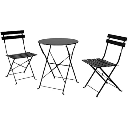 Grand patio Bistro Set 3 Pieces, Garden Furniture Set, Folding 2 Chairs and 1 Table, Weather-Resistant, Patio Table Chairs for Balcony,Yard, Garden Black