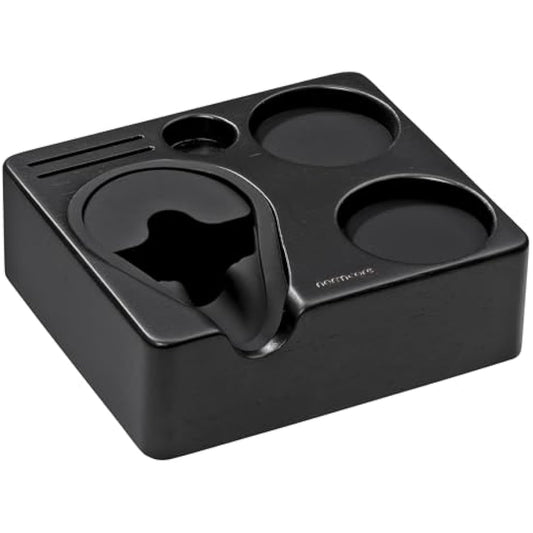 Normcore Compact Tamping Station - Espresso Black Tamper Station Base - Genuine American Black OAK Tamper Holder - Wooden Coffee Portafilters Stand Base For 54 /58mm Espresso Machine Accessories