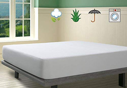 Savel - Mattress Cover 80x190/200 cm Small Single Size | Aloe Vera | Waterproof Mattress Protector - White