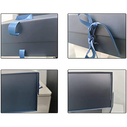 Blue Gift Box 33x26x11cm, Large Gift Box with Magnetic Lids and Silk Ribbon Specially Designed for Presents Birthdays, Holidays, Anniversaries Gift Packaging