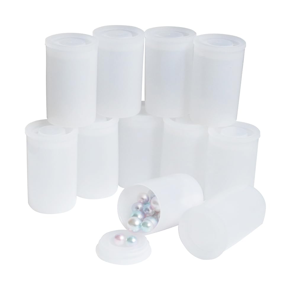DBOO 35mm Film Canisters Pack of 30 Tight Sealing Lids White Plastic Film Canister Holder Empty Camera Reel Containers for Storing Small Accessories