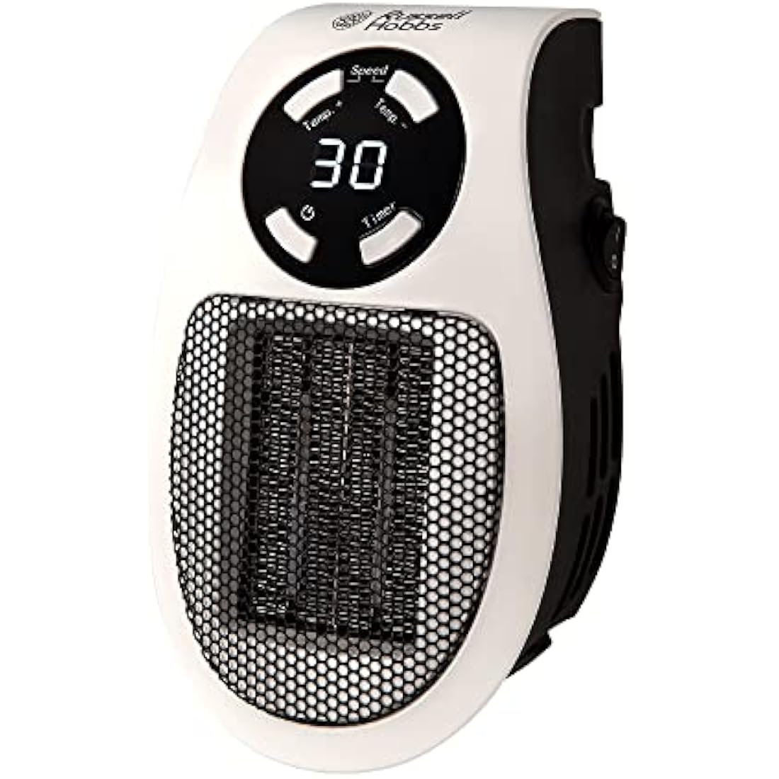 Russell Hobbs RHPH2001 500W Ceramic Plug Heater, Adjustable thermostat, 12 Hour Timer & LED Display, 2 Fan Speeds, 2 Year Guarantee , White